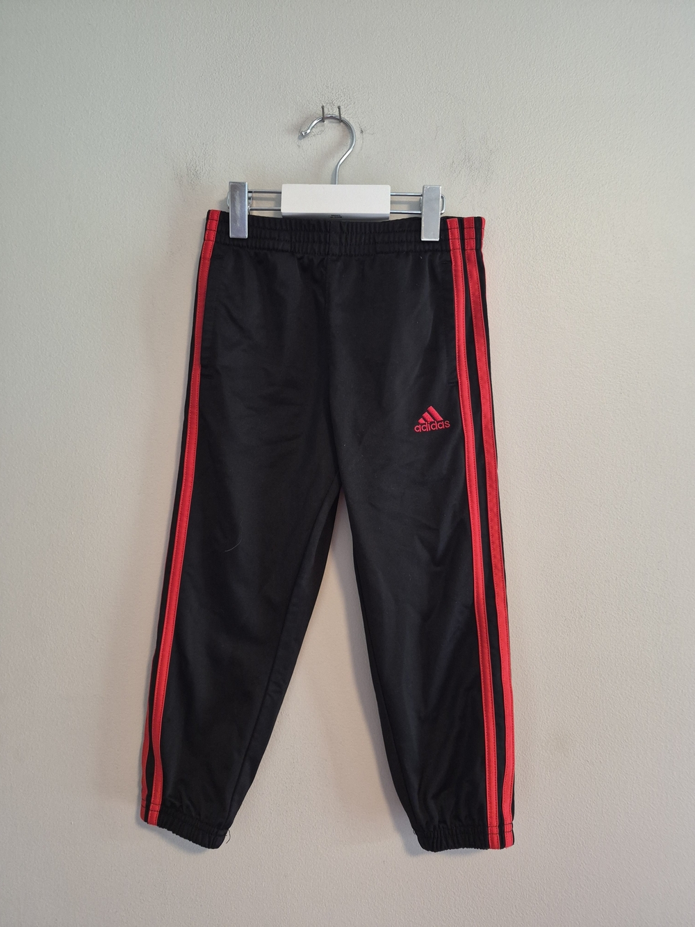 adidas 4t Black Joggers Pants with Red Side Stripes